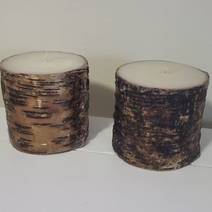 2 wood/bark candles
